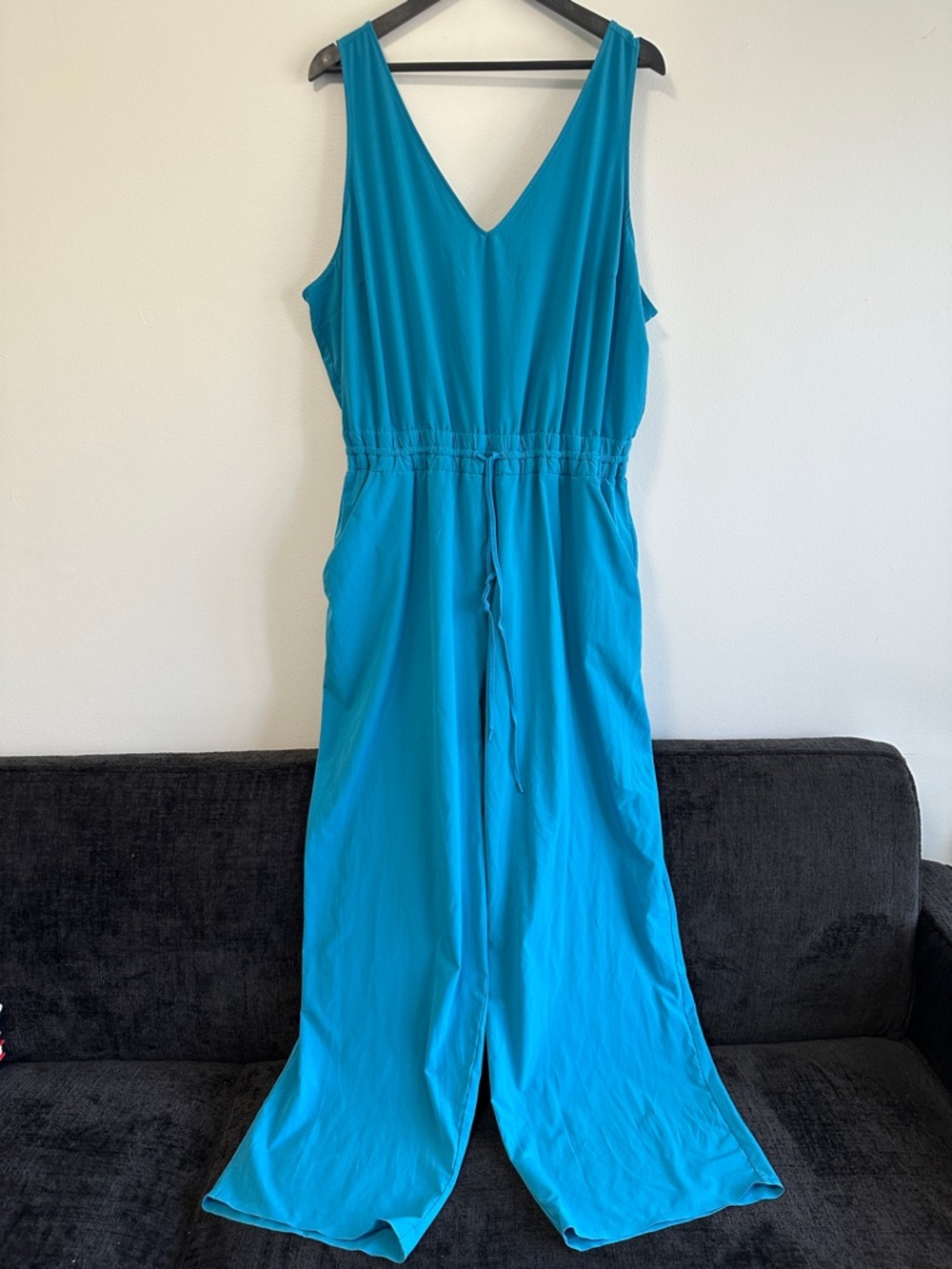 NWOT Athleta Balance‎ Blue Sleeveless V-Neck Wide legs Jumpsuit 2X